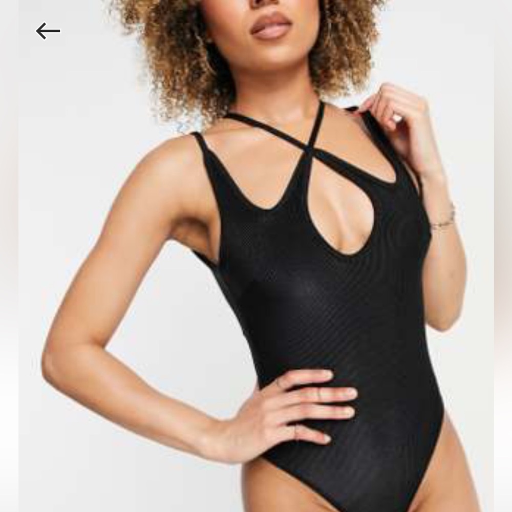 ASOS DESIGN strapped multiway swimsuit in black